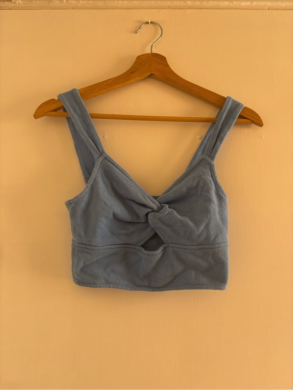 Madewell Blue Twist-Front Crop Tank Top